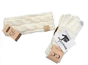 C.C Kids Exclusive Sherpa Lined Headband & Smartip Touchscreen Compatible Gloves